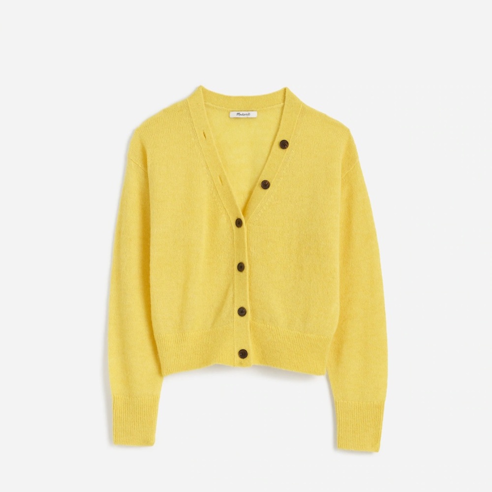 Madewell Yellow Cropped Cardigan Sweater